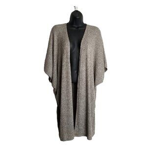 Caution To The Wind Long Cardigan Oatmeal Ribbed Oversized Open Front